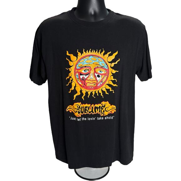 Sublime Band T-Shirt Black Sun Logo Just Let the Lovin Take Ahold Ska Punk - Picture 2 of 11